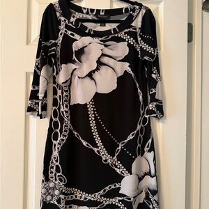 White House Black Market Floral Black and White Dress